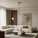 Afbeelding laden in galerijweergave, Glissora Hanglamp - Sculpturaal Clusterontwerp Getint Glas en Metaal voor Hal