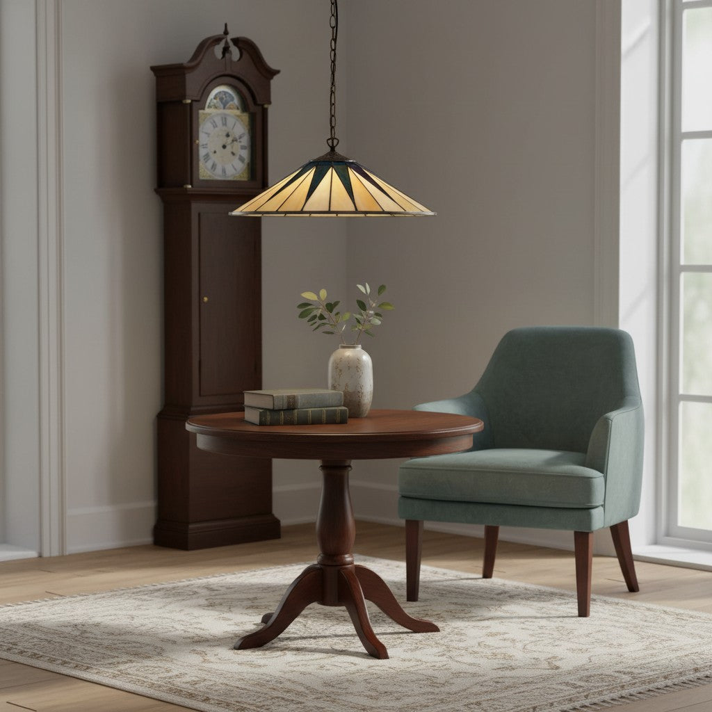 TF Dark Star Tiffany-hanger – glas-in-lood geometrisch ontwerp plafondlamp voor woonkamers