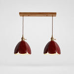 Cargar imagen en el visor de la Galería, Two-light brown leather linear pendant