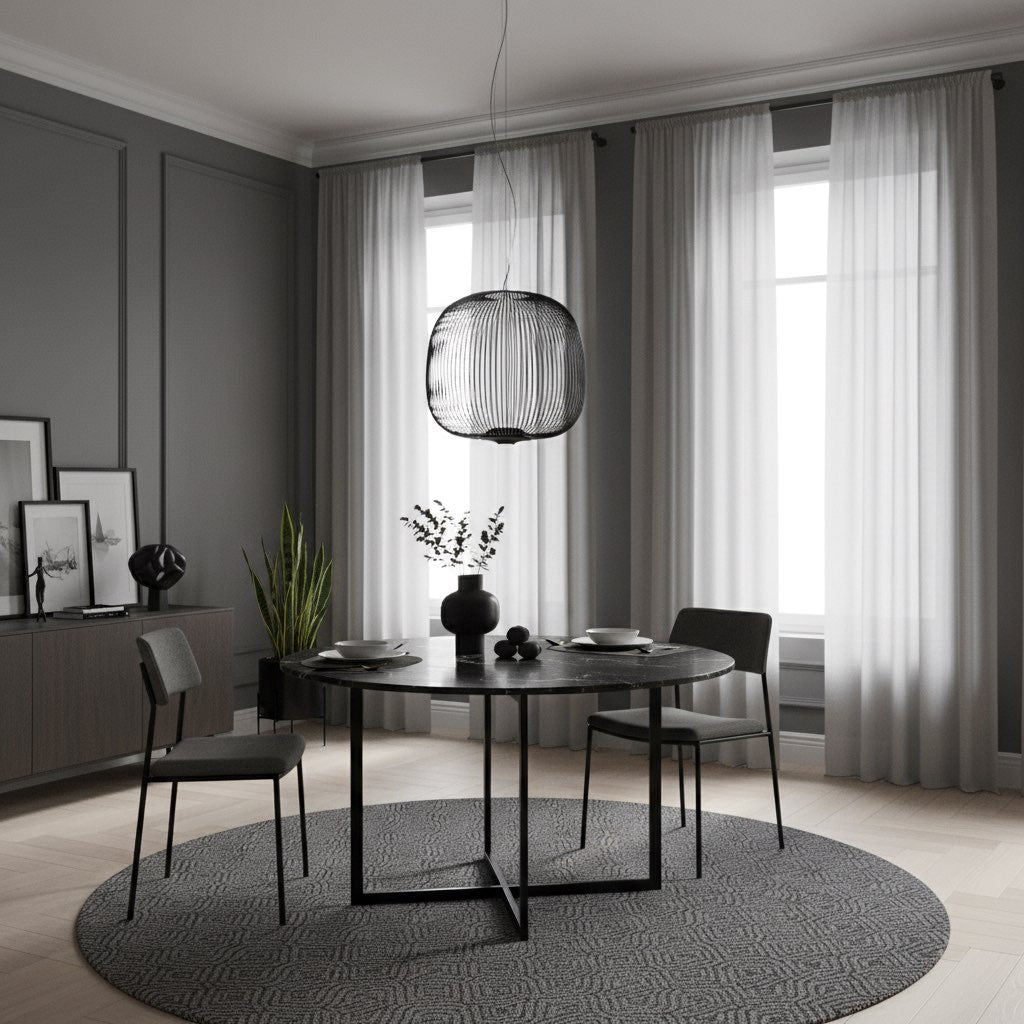 Radiloop Minimalistische Hanglamp - Metaal Lantaarn-Geïnspireerd Ontwerp voor Eetkamer N48