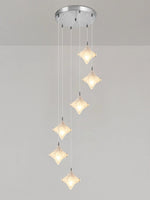 Load image into Gallery viewer, Art Deco Star Staircase Pendant Light - Frosted Glass Hanging Fixture - Astris Altair
