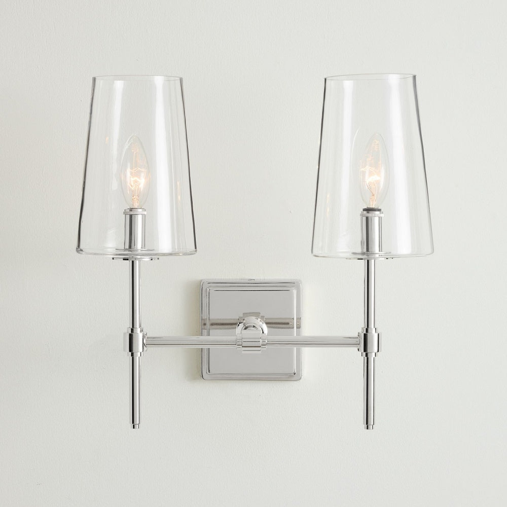 Derlina Multi-Head Candlestick Clear Glass Wall Lamp – Retro Metal Sconce