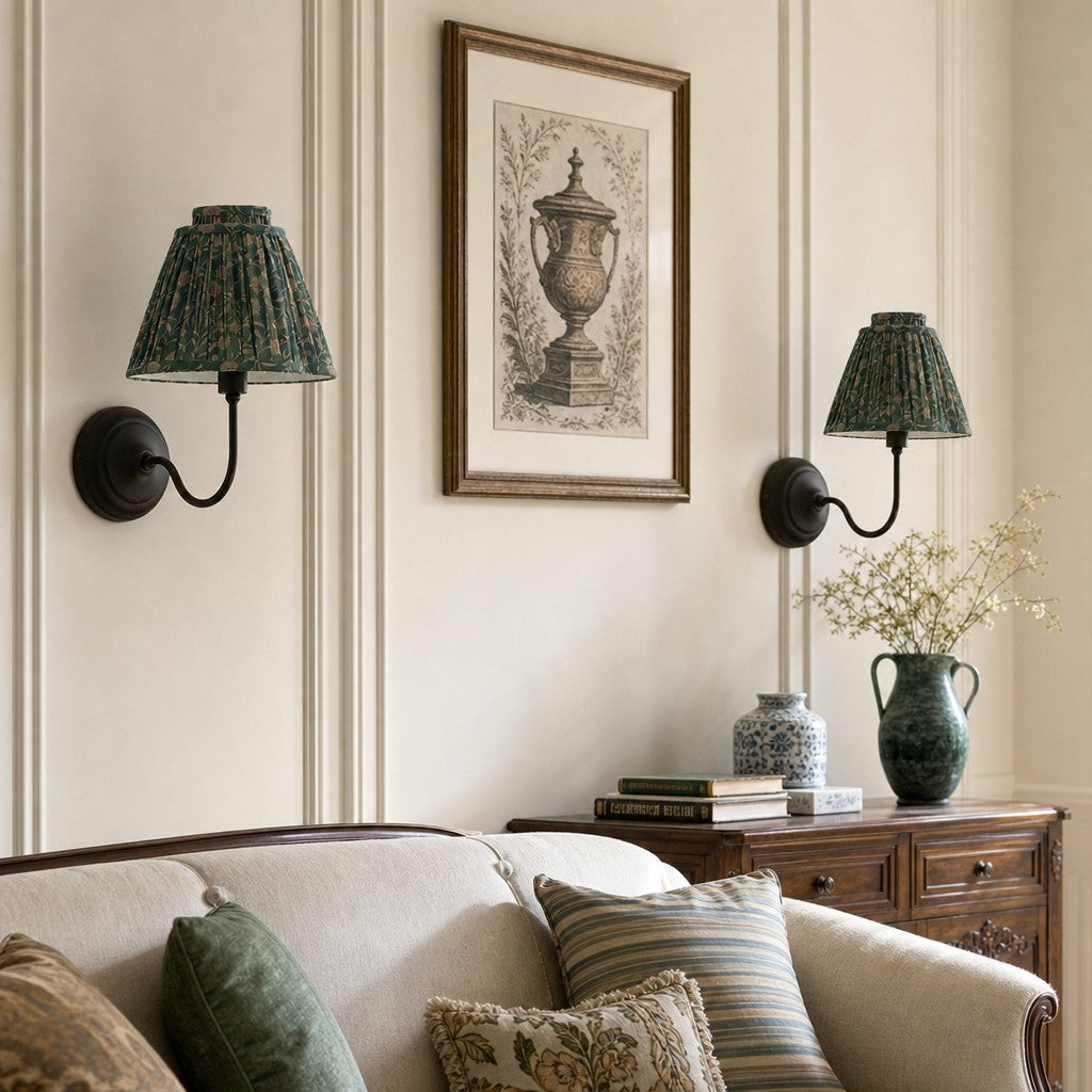 Solmire Contemporary Wall Light – Tailored Fabric Metal Wall Fixture for Bedroom and Hallway