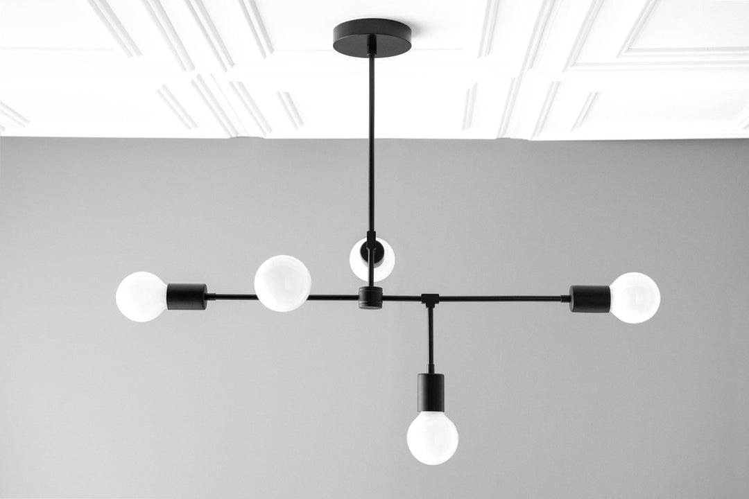 Mobilux Line 5 Light Chandelier - Modern Ceiling Hanging Lamp for Dining Room
