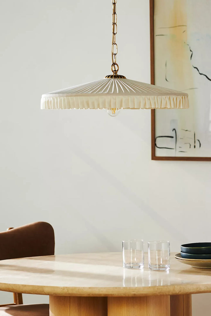 Elumina Zijde Geplooide Hanglamp - Klassiek Hangend Plafondarmatuur
