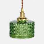 Afbeelding laden in galerijweergave, Complete emerald green textured glass pendant light