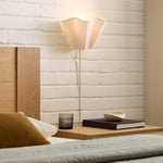 Load image into Gallery viewer, Oslan Modern Plug-In Sconce - Scalloped Ivory Linen Shade Wall Lamp
