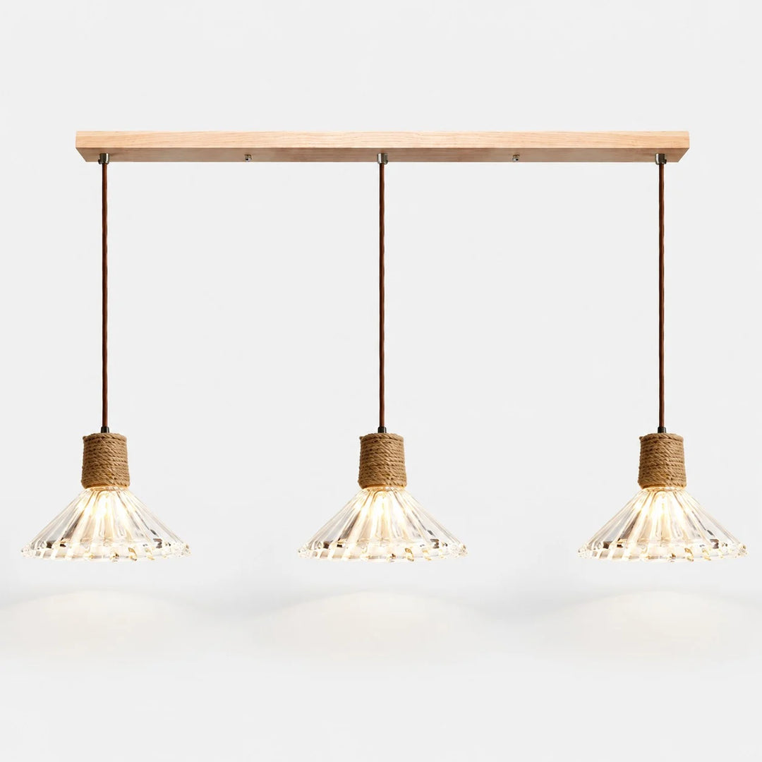 Rustic Woven Rope Glass Pendant Light Collection