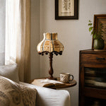 Cargar imagen en el visor de la Galería, Vintage fabric table lamp in a warm bedroom corner