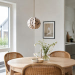 Cargar imagen en el visor de la Galería, Single cream polka dot pendant above a dining table