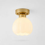 Bild in die Galerieansicht laden, Gold-finish iron milk glass flower ceiling light