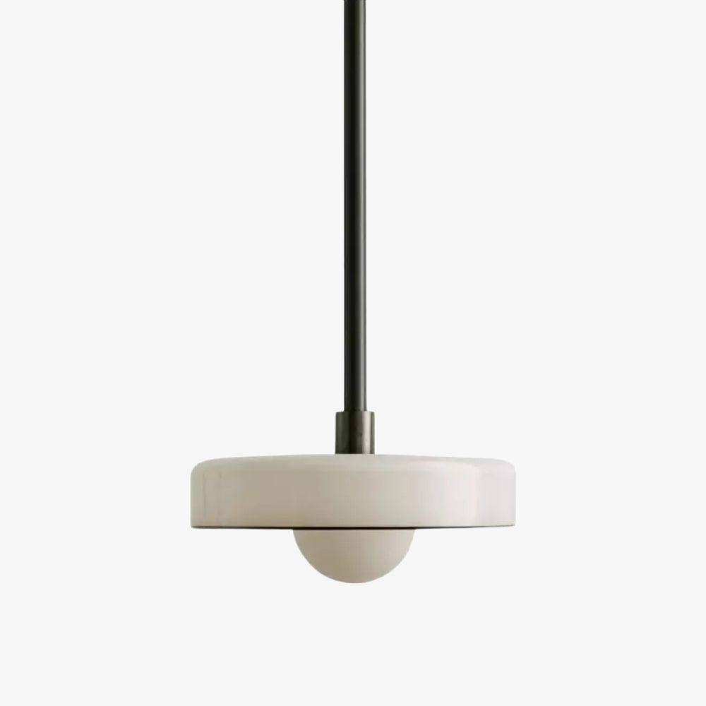 Kalo Moderne Hanglamp - Strak Metalen Stang en Schijf Bolglas Ontwerp