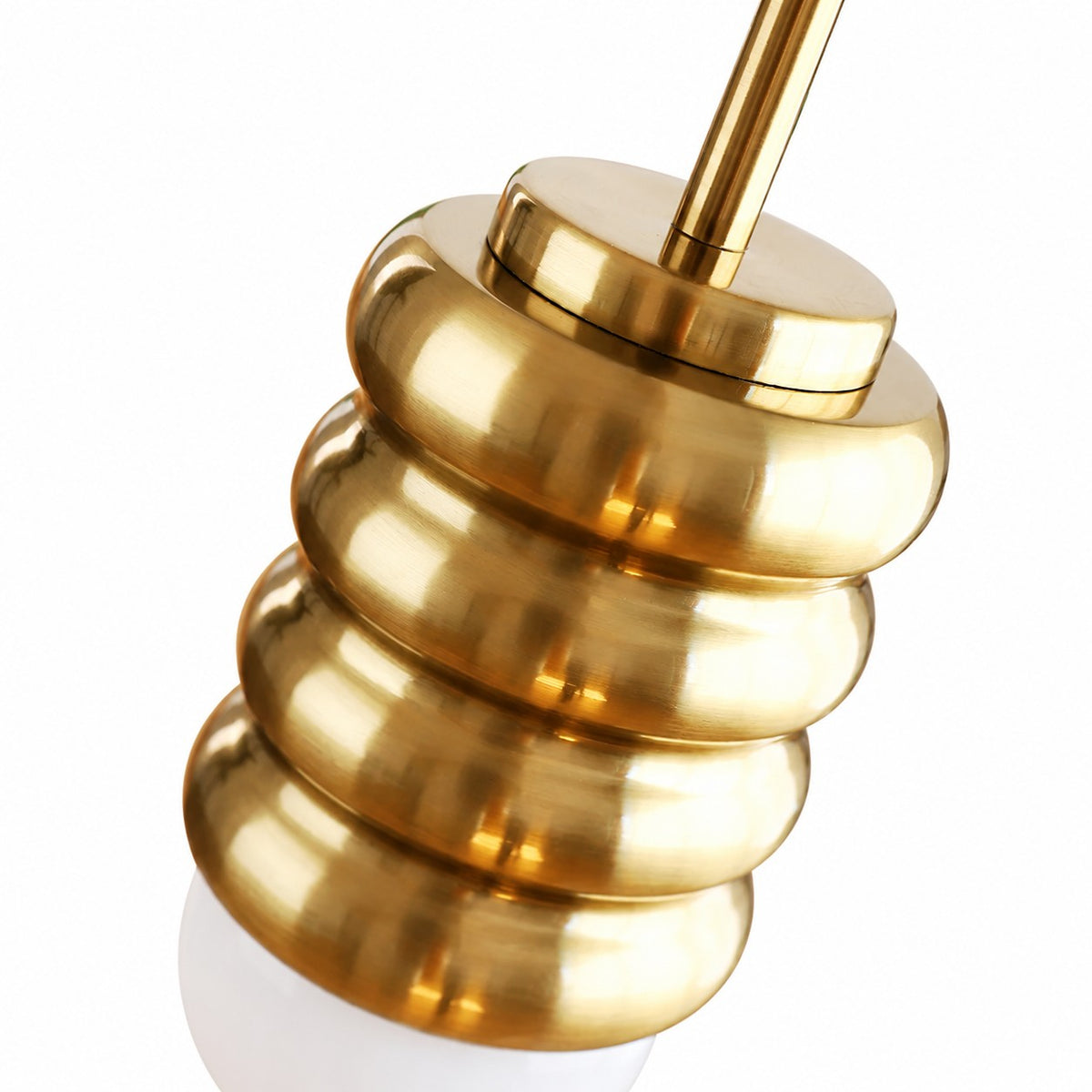 Iron Pendant Lamp with Ribbed Shade - Cream Style Light for Bedroom