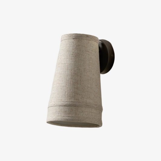 Lámpara de Pared Zalen de Lino Texturizado en Bronce – Aplique Retro Suave para Rincón de Lectura