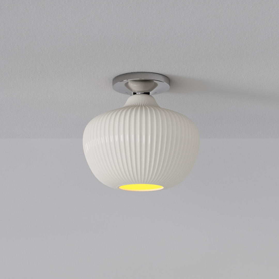 Rivrona Glass Flush Mount Ceiling Light - Modern Champagne Globe Design