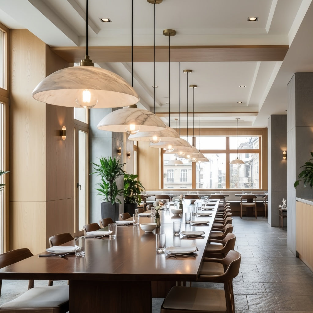 Alariv Elegant  Alabaster Dome Pendant Light - Modern Stone Lighting for Dining or Living