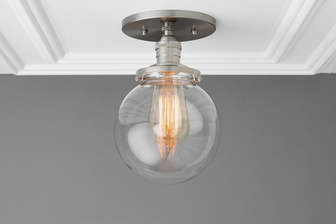 Glorica Glass Minimalist Globe Ceiling Fixture for Bedroom & Office