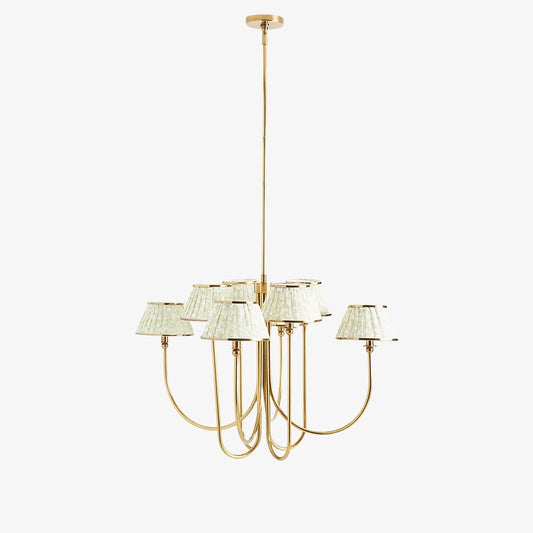 Candelabro Ruchee – Luz de Techo de Latón con Pantalla de Tela en Capas para Comedor o Salas