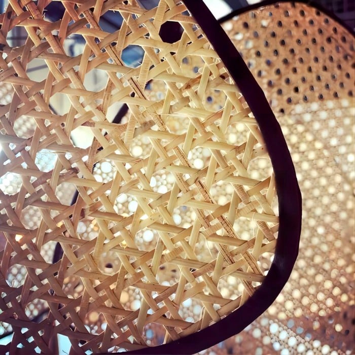 Rivana moderne gevlochten rotan kroonluchter – metalen bamboe pendellamp voor keukens en lounges N41