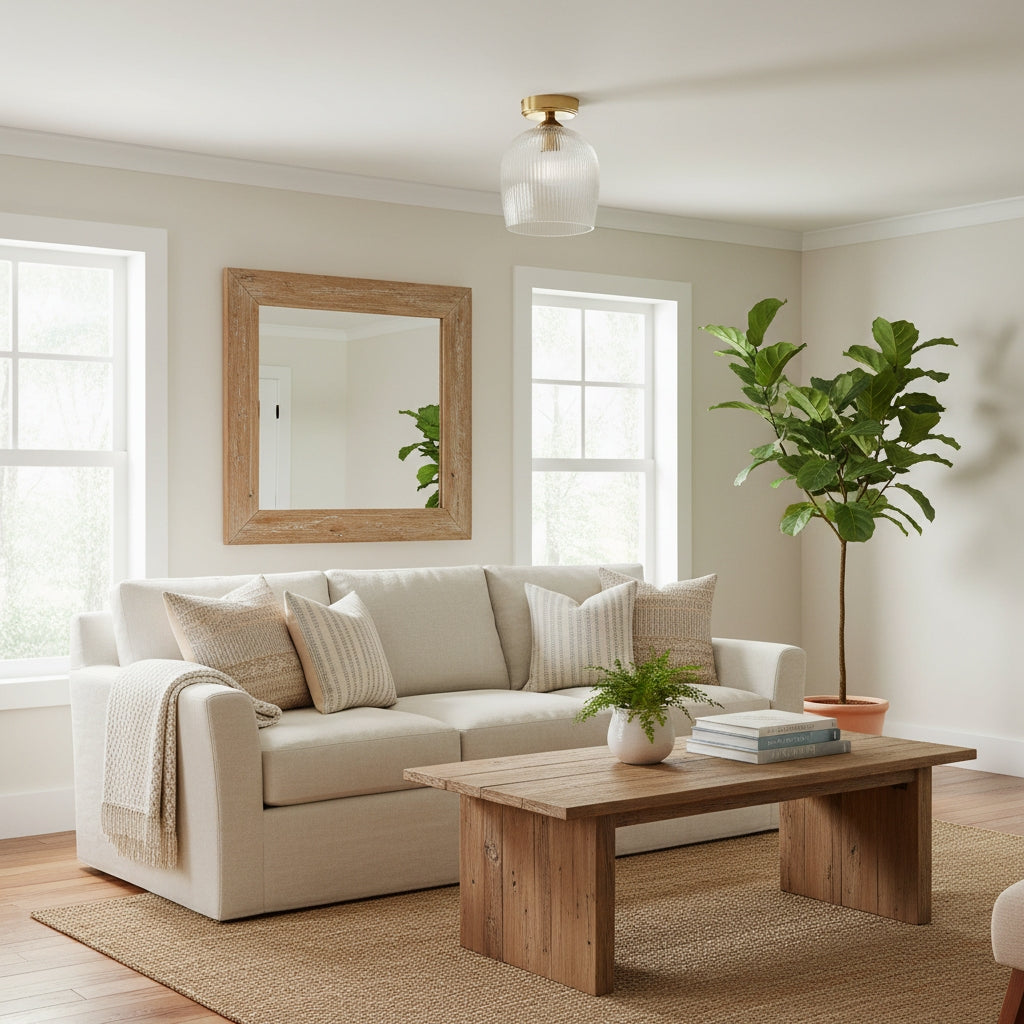 Brazara Koepel Plafondlamp - Industrieel Geribbeld en Helder Glas voor Woonkamer