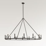 Load image into Gallery viewer, Rowan Modern Wagon Wheel Round Chandelier - Industrial Farmhouse Iron Lighting Fixture

