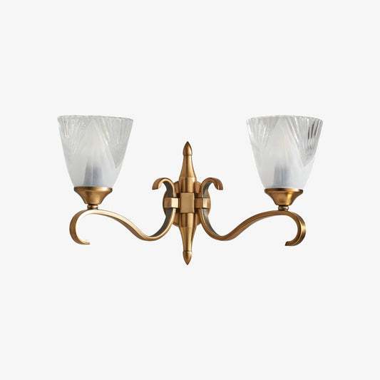Aplique de Pared Lunetal de Doble Cabeza – Metal y Vidrio Vintage para Pasillo y Dormitorio