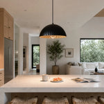 Cargar imagen en el visor de la Galería, Black metal pendant lamp in an open kitchen and living space