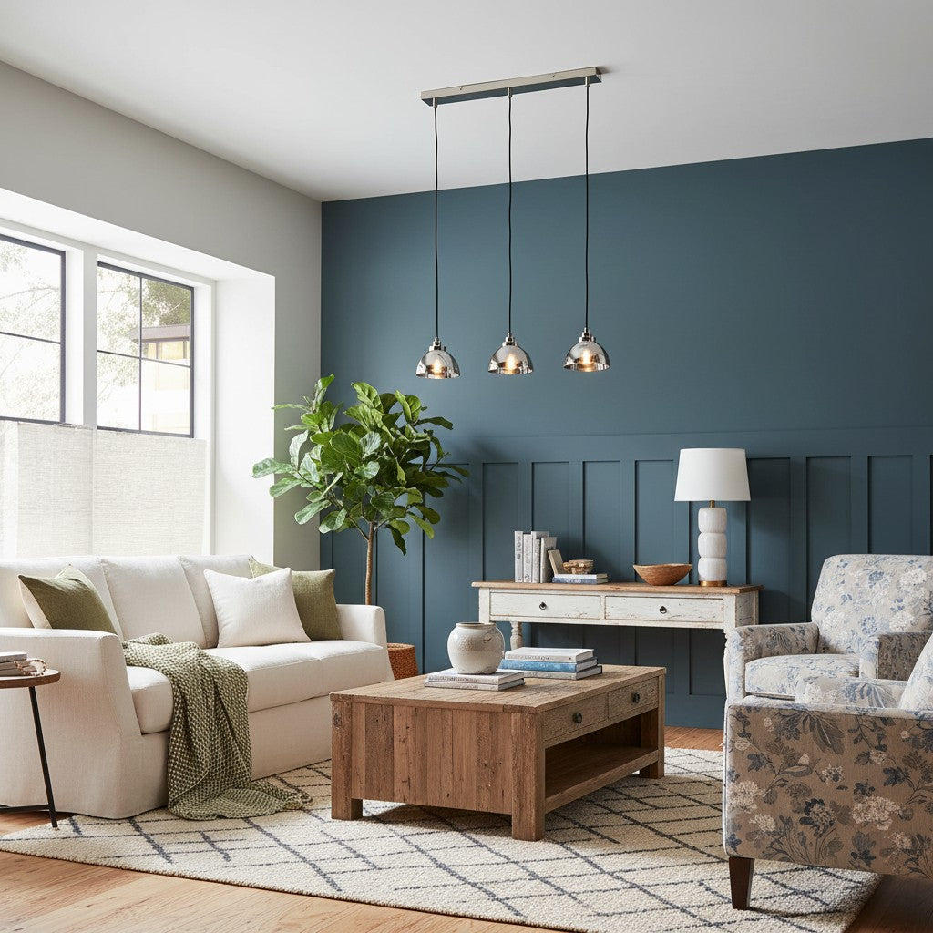 Shimmera 3-licht lineaire hanglamp – spiegelglas kappen met moderne nikkelkleurige afwerking voor eetkamers