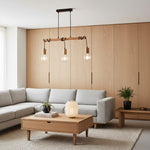 Afbeelding laden in galerijweergave, Virell Verstelbare Lineaire Plafondlamp – 3-Lamps Houten en Metalen Ontwerp voor Keukeneiland of Kantoor