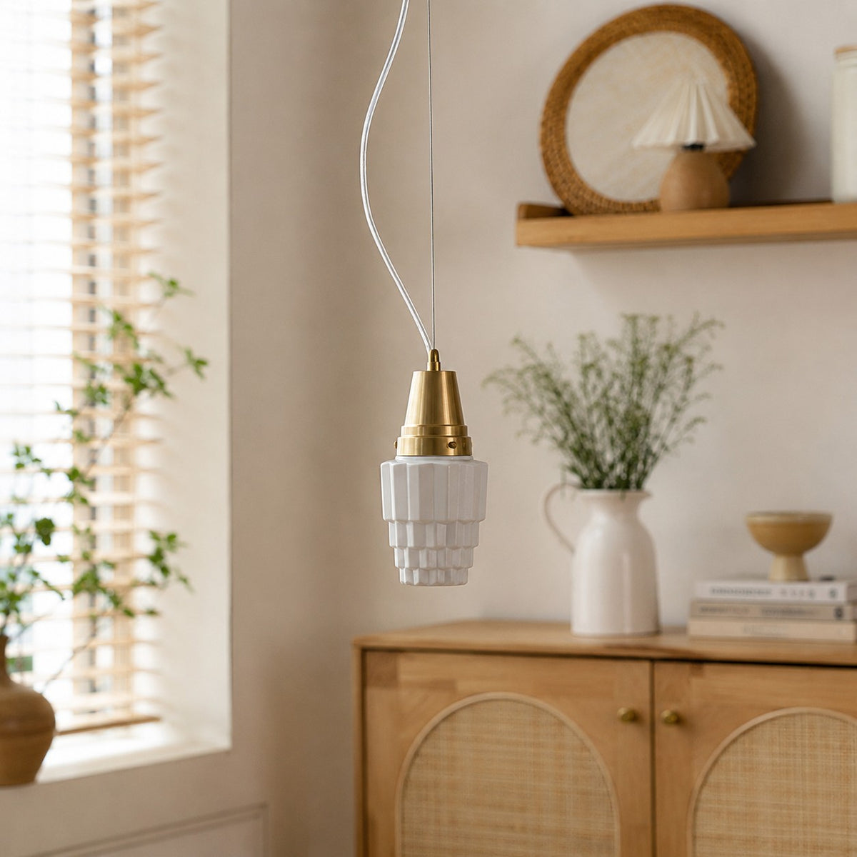 Modern Milk Glass Pendant Light for Dining Room