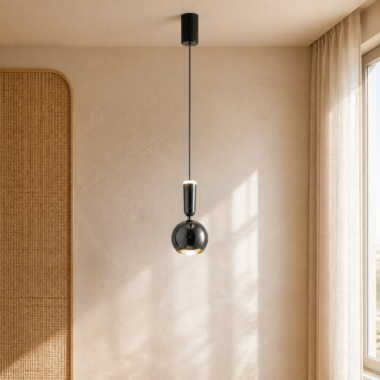Lámpara colgante moderna ajustable y delgada Veridia - lámpara colgante de metal y acrílico para dormitorio y pasillo  