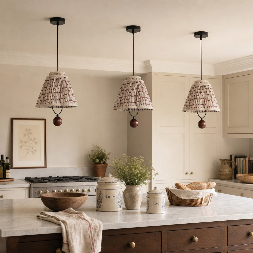 Solmire Decorative Floral Fabric Pendant Light – Metal Accent Hanging Lamp for Living Room and Dining Room