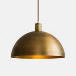 Load image into Gallery viewer, Aged matte brass half dome pendant 40 cm