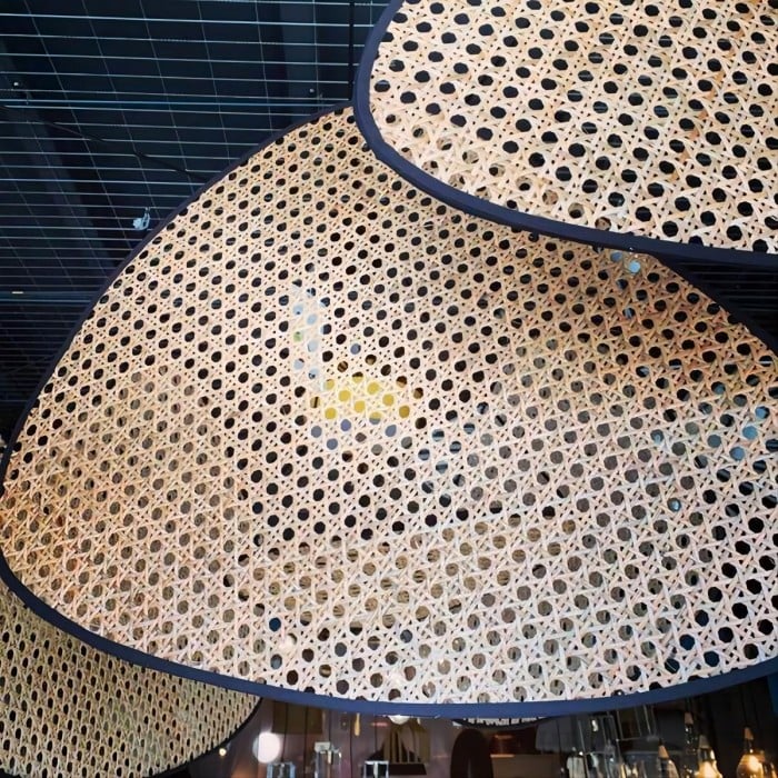 Rivana moderne gevlochten rotan kroonluchter – metalen bamboe pendellamp voor keukens en lounges N41