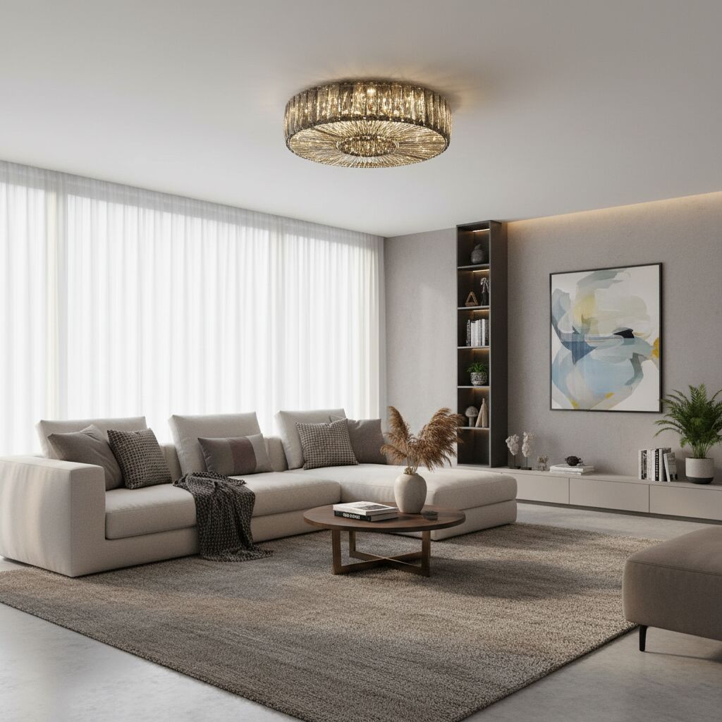 Glomar Glazen Ronde Opbouw Plafondlamp - Modern Metaal Glas Afwerking Woonruimtes