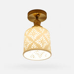 Cargar imagen en el visor de la Galería, Flush mount starflower ceramic ceiling light with brass canopy