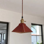 Załaduj obraz do przeglądarki galerii, Leather pyramid pendant lamp hanging near a black framed window