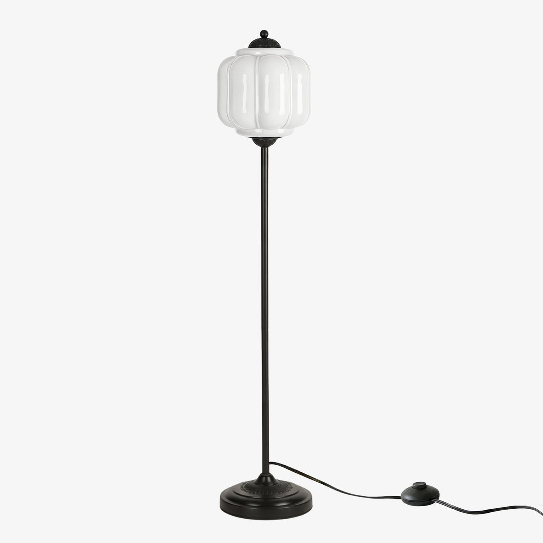 Eloise Strukturierte Glas-Kürbis-inspirierte Stehlampe - Organische Kunstfertigkeit und Retro-Stil für Wohnzimmer