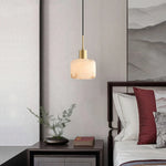 Load image into Gallery viewer, Velia Acorn Alabaster Minimalist Pendant Light
