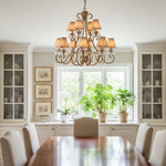 Bild in der Galerieansicht laden, Talonis Mehrfach-Leuchten Stoff Kronleuchter - Elegante Metall gebogene Arme für Esszimmer und Wohnzimmer