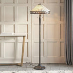 Afbeelding laden in galerijweergave, TF Fargo geometrische Tiffany-stijl lamp — amberkleurig en crèmekleurig glas accentverlichting voor slaapkamer of studeerkamer
