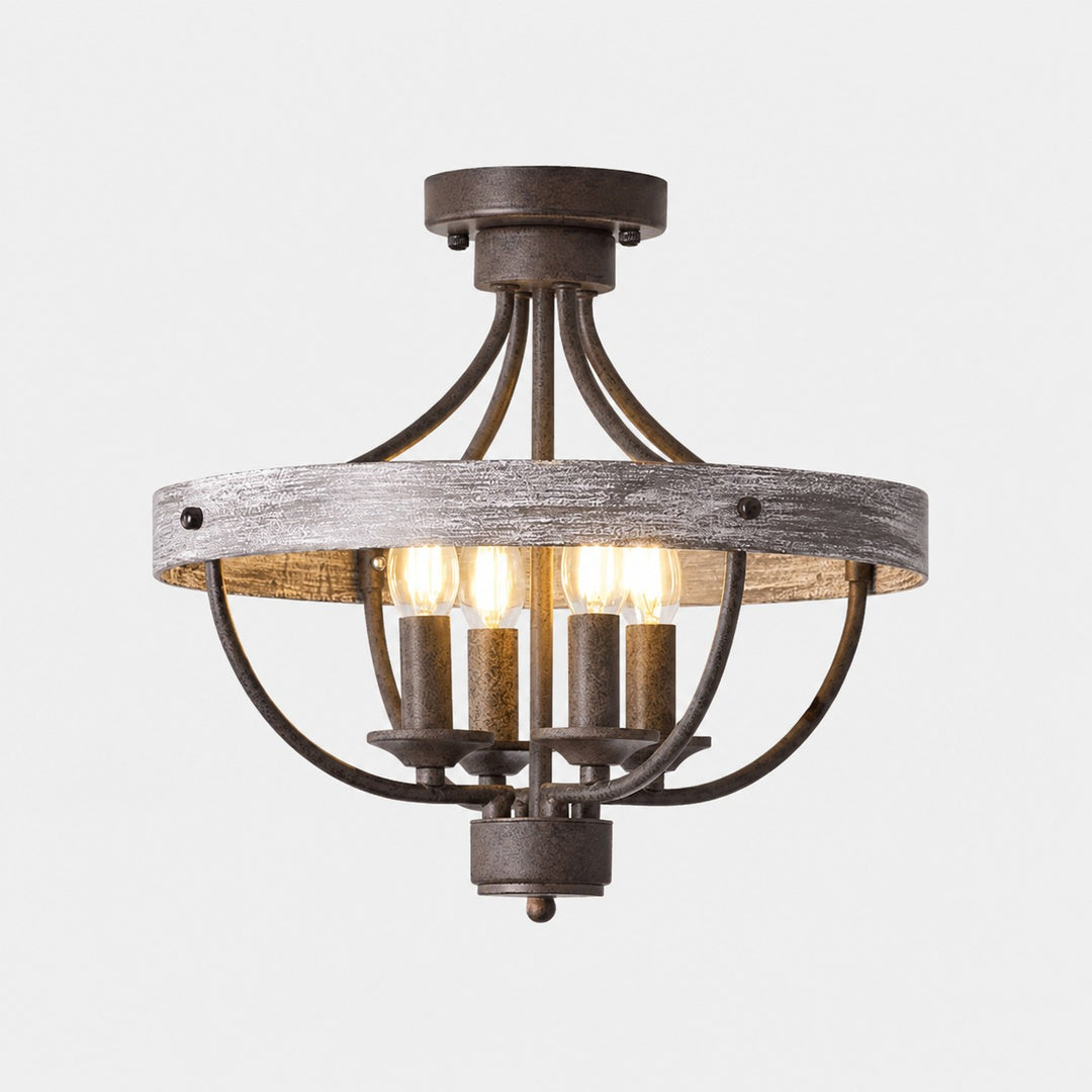 Vintage plafondlamp in landelijke stijl, halfopbouw