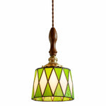 Load image into Gallery viewer, Vintage Green Stained Glass Pendant Light