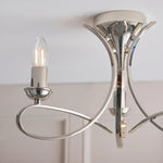 Afbeelding laden in galerijweergave, Foline 3-licht plafondlamp met zwaaiarmen - gepolijst nikkel semi-opbouw voor eetkamer of hal