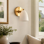 Carica l'immagine nella visualizzazione Galleria, White and gold wall sconce near a window seating area