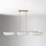 Load image into Gallery viewer, Ferosa Boat-Shaped Lampshade Linear Chandelier - Antique Brass with Milk Glass
