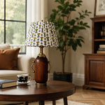 Charger l'image dans la visionneuse de la galerie, Deep brown floral table lamp styled beside a green armchair