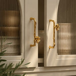 Carica l'immagine nella visualizzazione Galleria, Sculptural brass cabinet handle installed on furniture