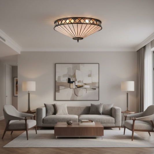 Fargo Tiffany Artistic Crystal Accents Ceiling Lamp for Living Room