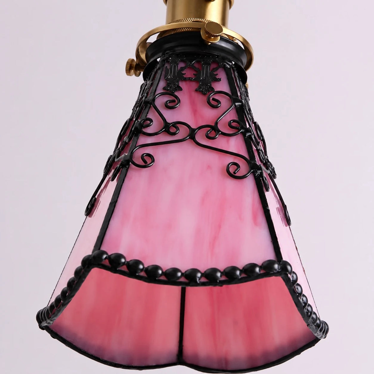 sakura pink stained glass shade detail